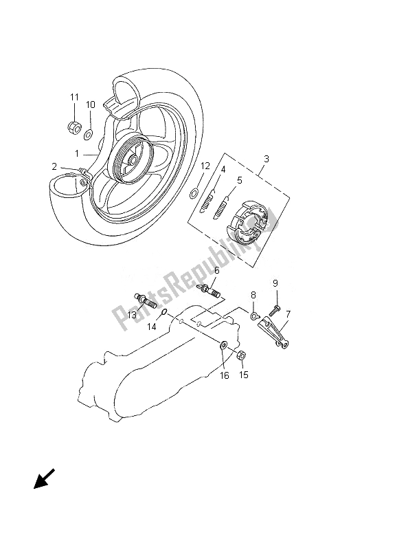 Toutes les pièces pour le Roue Arrière du Yamaha CS 50R AC JOG 2007