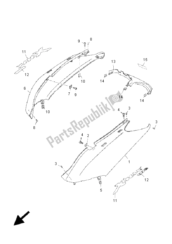 All parts for the Side Cover of the Yamaha YP 250R X MAX 2009