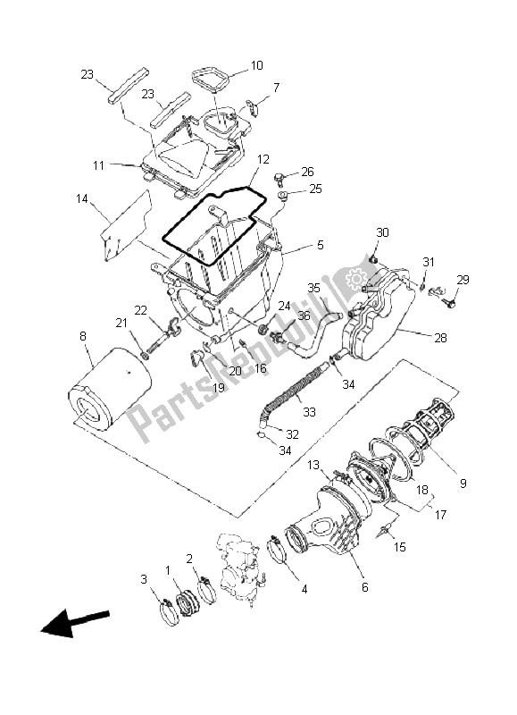 All parts for the Intake of the Yamaha YFZ 450 SE 2008