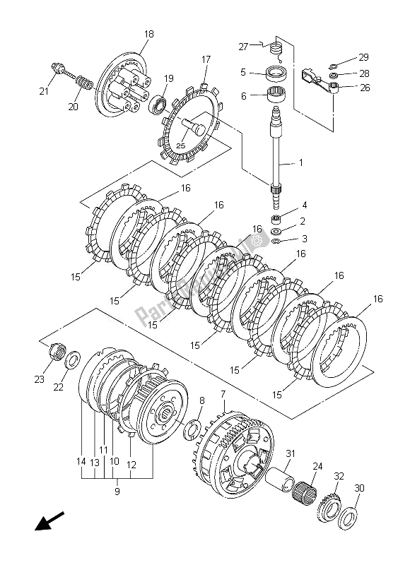 Alle onderdelen voor de Koppeling van de Yamaha FZ8 S 800 2013