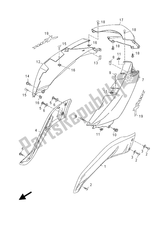 Tutte le parti per il Coperchio Laterale del Yamaha YP 125 RA 2013