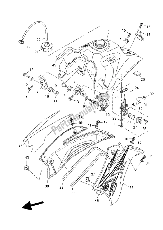 Toutes les pièces pour le Réservoir D'essence du Yamaha TT R 125 SW LW 2011