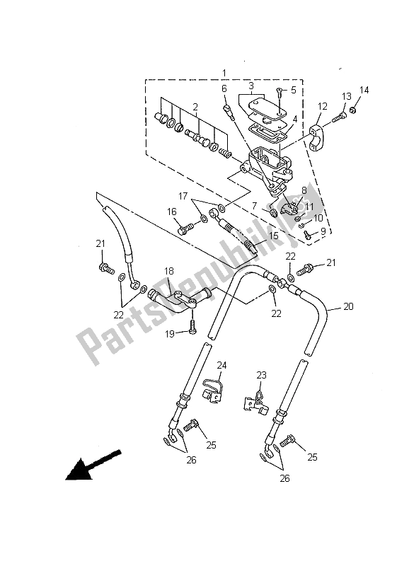 All parts for the Front Master Cylinder of the Yamaha XVZ 1300A Royalstar 2000