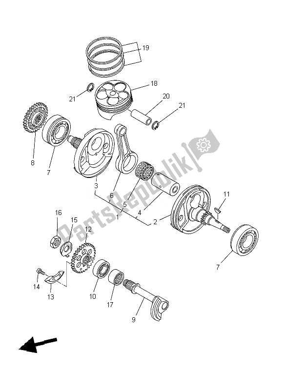 Todas las partes para Cigüeñal Y Pistón de Yamaha YZ 250F 2010