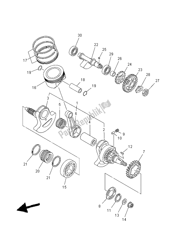 All parts for the Crankshaft & Piston of the Yamaha YFM 550 Fwad Dpbse Grizzly 4X4 2014