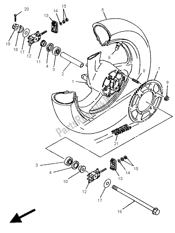 Toutes les pièces pour le Roue Arrière du Yamaha TDR 125 1998