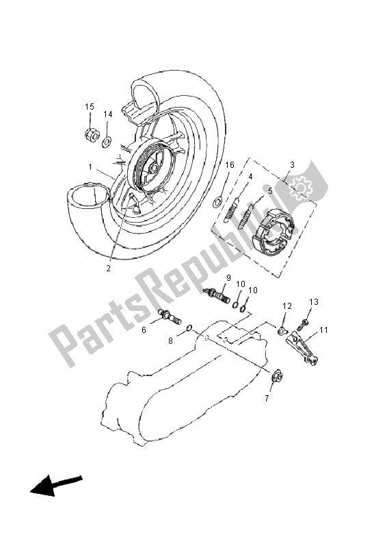 All parts for the Rear Wheel of the Yamaha YN 50F 4T Neos 2010