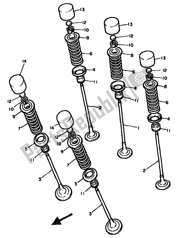 Todas as partes de Válvula do Yamaha GTS 1000A 1994