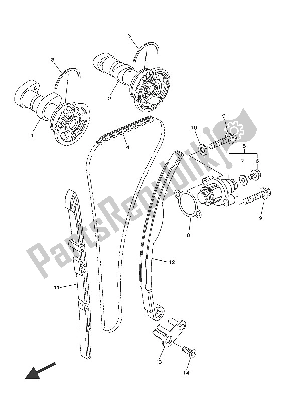 All parts for the Camshaft & Chain of the Yamaha WR 450F 2016