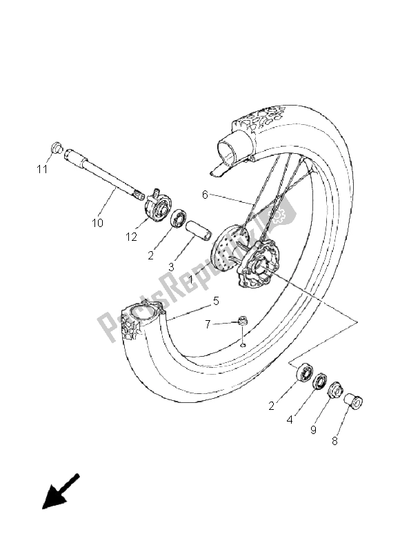 All parts for the Front Wheel of the Yamaha DT 125 RE 2005