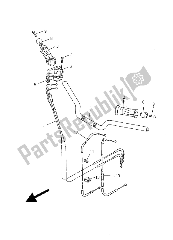 All parts for the Steering Handle & Cable of the Yamaha FZS 600 2000