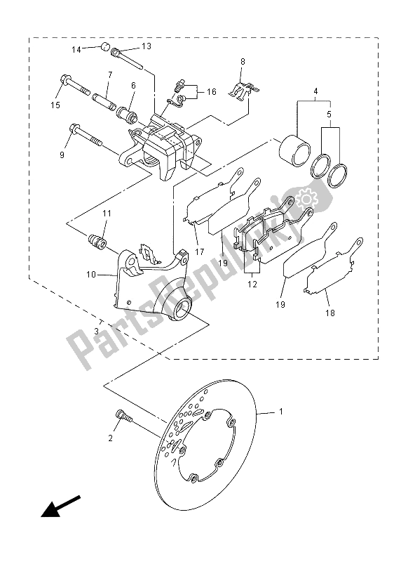 All parts for the Rear Brake Caliper of the Yamaha FZ1 S 1000 2012