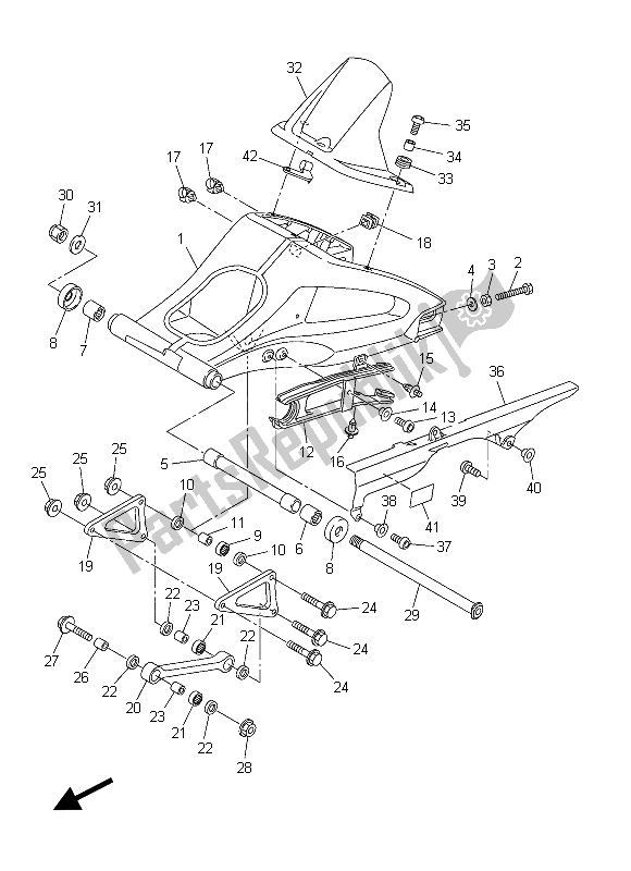 Tutte le parti per il Braccio Posteriore del Yamaha FZ8 S 800 2015