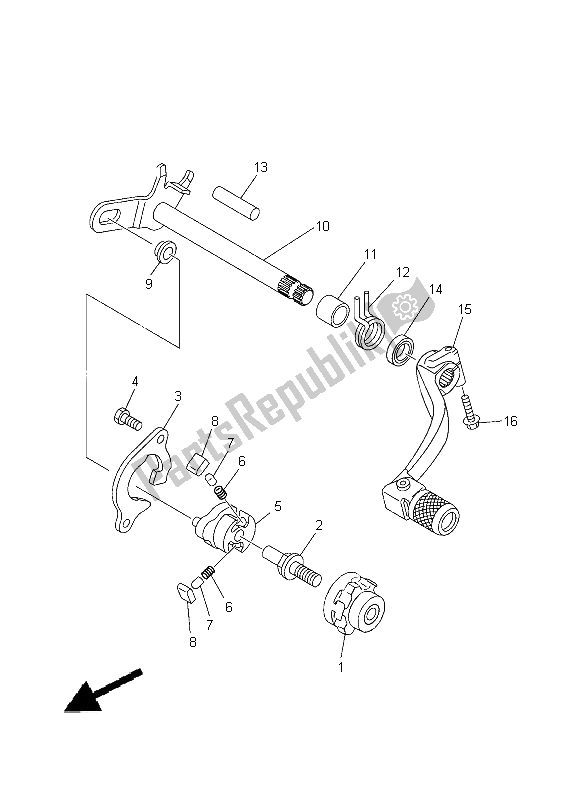 All parts for the Shift Shaft of the Yamaha WR 250F 2012