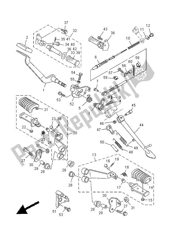 Toutes les pièces pour le Support Et Repose-pieds du Yamaha XVS 125 Dragstar 2000