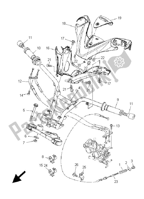 Wszystkie części do Uchwyt Kierownicy I Kabel Yamaha XP 500A T MAX 2009