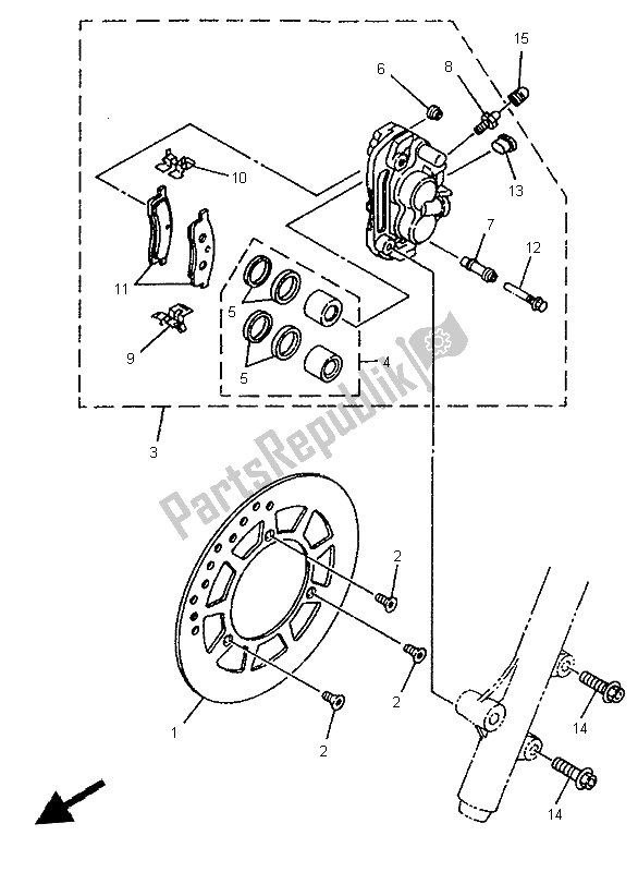 Wszystkie części do Zacisk Hamulca Przedniego Yamaha YZ 80 LC 1996