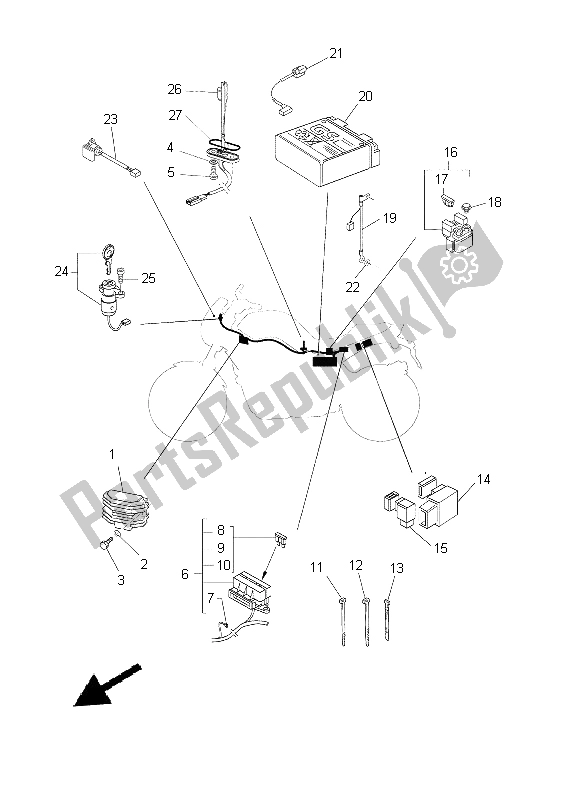 Todas las partes para Eléctrico 2 de Yamaha BT 1100 2003