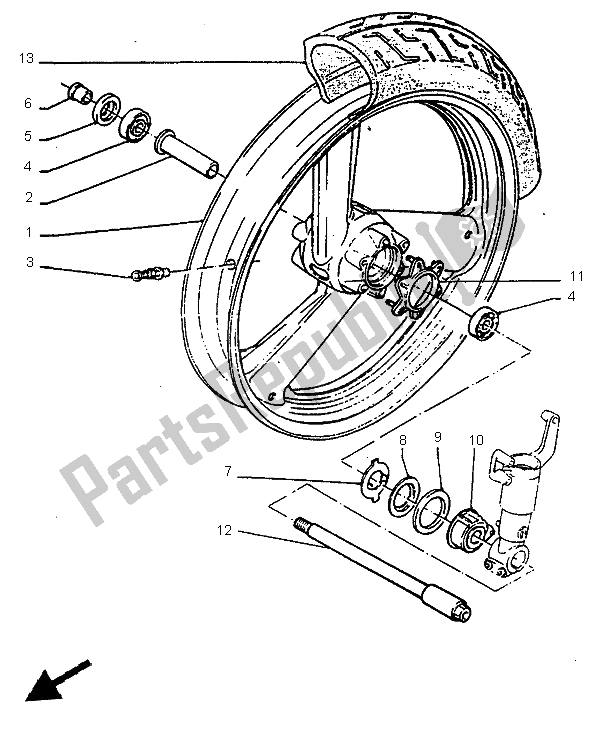 Tutte le parti per il Ruota Anteriore del Yamaha SZR 660 1997