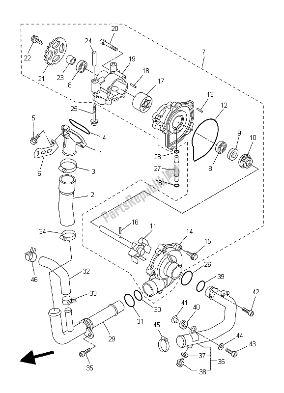 Todas as partes de Bomba De água do Yamaha YZF R1 1000 2006