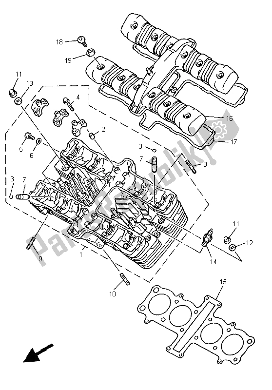 Alle onderdelen voor de Cilinderkop van de Yamaha XJ 900S Diversion 1997
