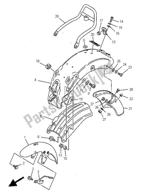 Todas las partes para Guardabarros 2 de Yamaha XV 125 1997