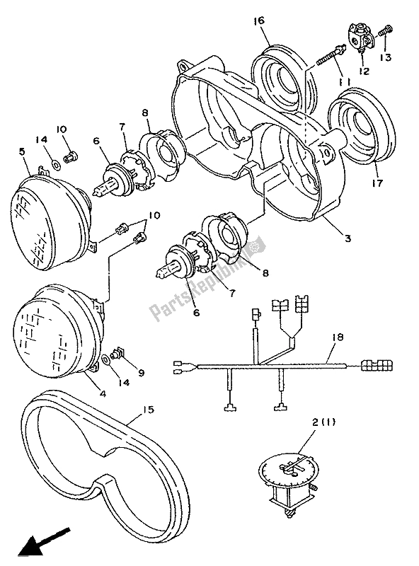 All parts for the Alternate (meter-headlight) (for Uk) of the Yamaha TDM 850 1992