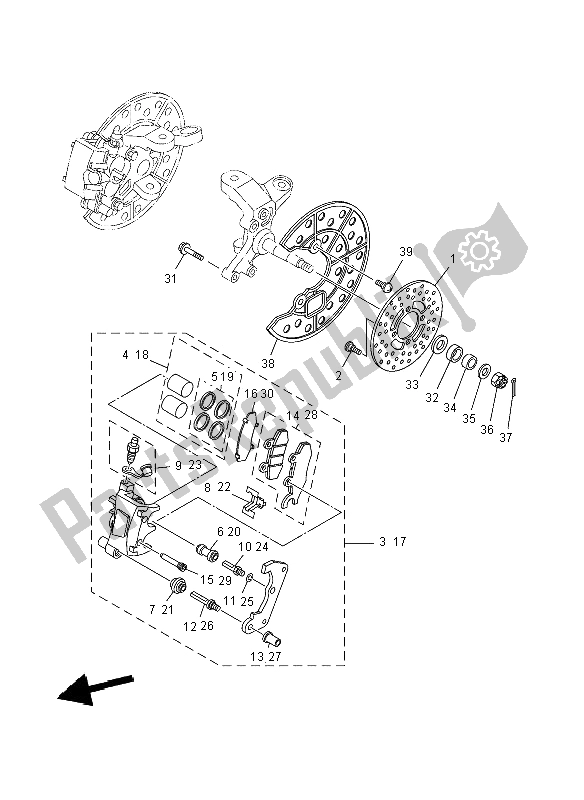 All parts for the Front Brake Caliper of the Yamaha YFM 700R 2012