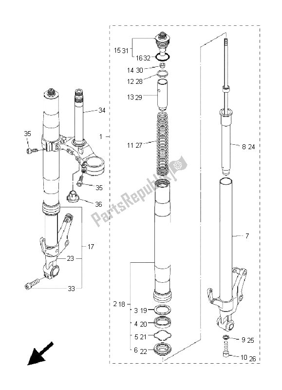 Alle onderdelen voor de Voorvork van de Yamaha FZ1 NA Fazer 1000 2011