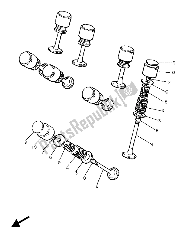 Alle onderdelen voor de Klep van de Yamaha XJ 900F 1989