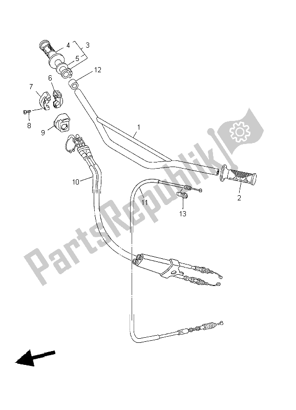 All parts for the Steering Handle & Cable of the Yamaha WR 250F 2002