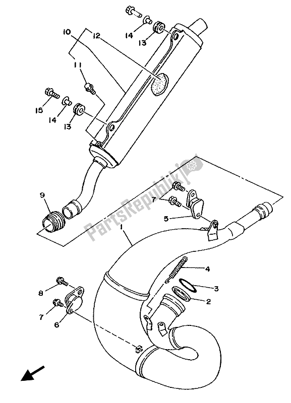 All parts for the Exhaust of the Yamaha YZ 250 LC 1993