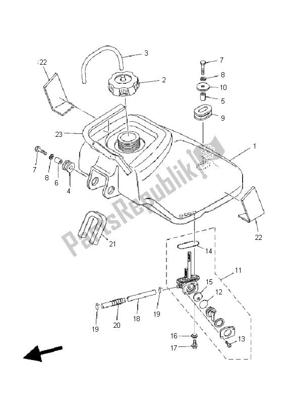 All parts for the Fuel Tank of the Yamaha YFM 80R 2007