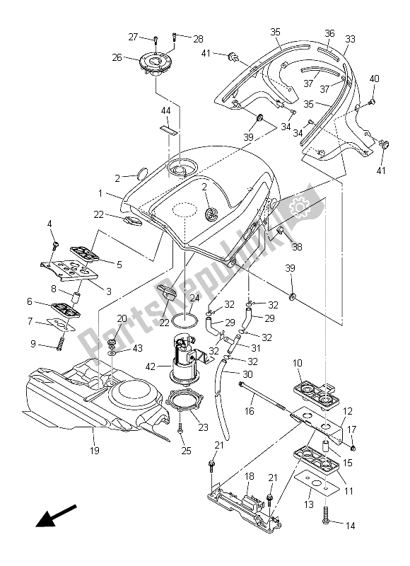 All parts for the Fuel Tank of the Yamaha FJR 1300 AS 2015