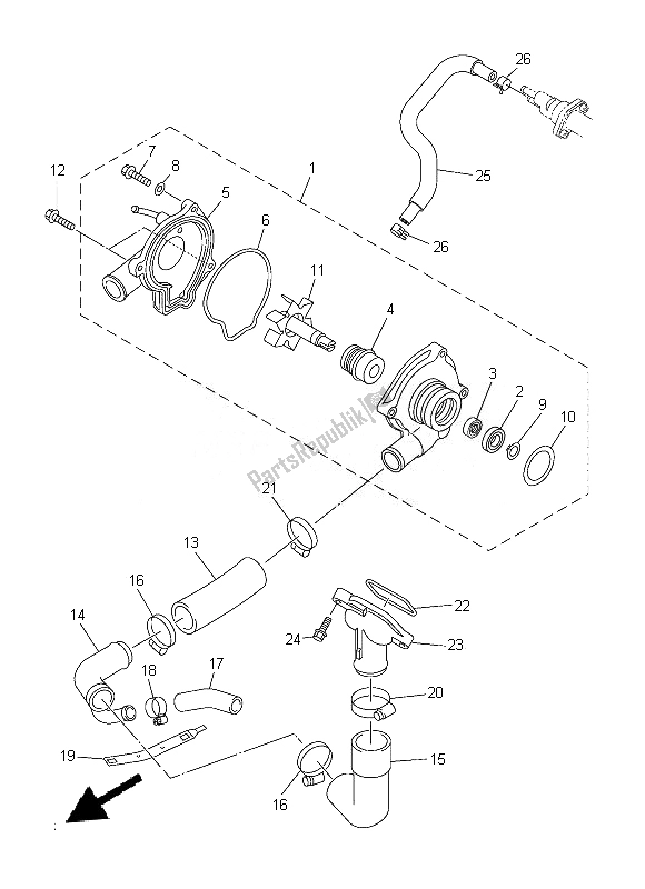 Alle onderdelen voor de Waterpomp van de Yamaha XJ6 SA 600 2014