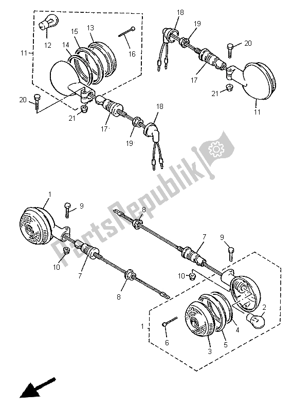 Todas las partes para Luz Intermitente de Yamaha XV 535 Virago 1999