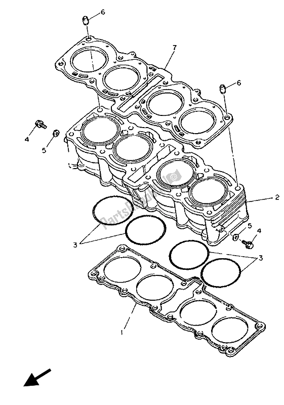 Toutes les pièces pour le Cylindre du Yamaha GTS 1000 1993