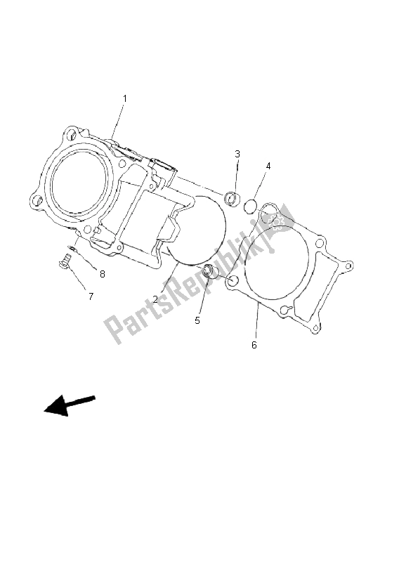 All parts for the Cylinder of the Yamaha YFM 450F Kodiak 4X4 2003