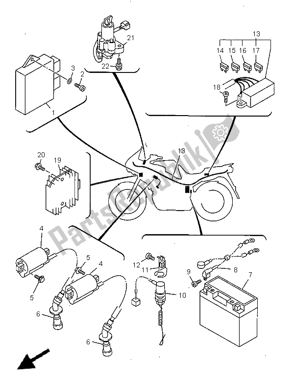 Todas las partes para Eléctrico 1 de Yamaha TDM 850 1999