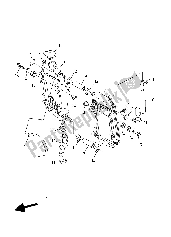 Tutte le parti per il Tubo Del Radiatore del Yamaha YZ 250 2010