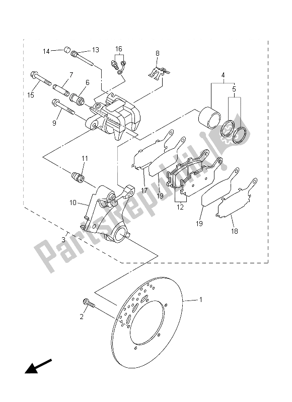 All parts for the Rear Brake Caliper of the Yamaha FZ8 NA 800 2015