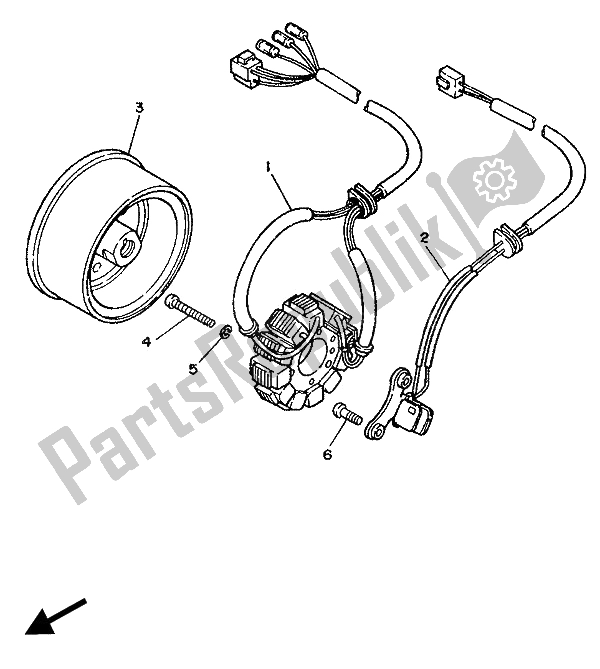 All parts for the Generator of the Yamaha TW 200E 1989