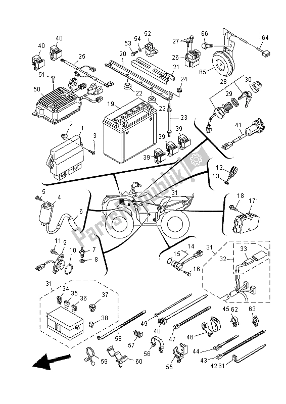 All parts for the Electrical 1 of the Yamaha YFM 700 Fwad Grizzly 4X4 2014