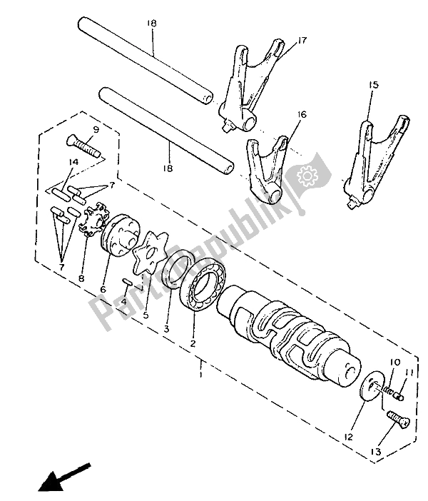 Toutes les pièces pour le Came Et Fourchette De Changement De Vitesse du Yamaha XVZ 13 TD Venture Royal 1300 1989