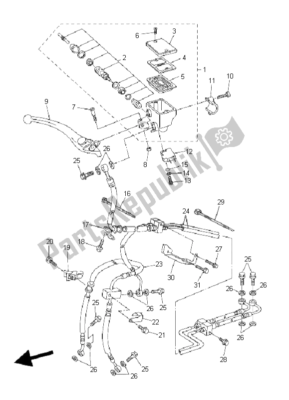 Alle onderdelen voor de Voorste Hoofdcilinder van de Yamaha FZ6 SA Fazer 600 2006