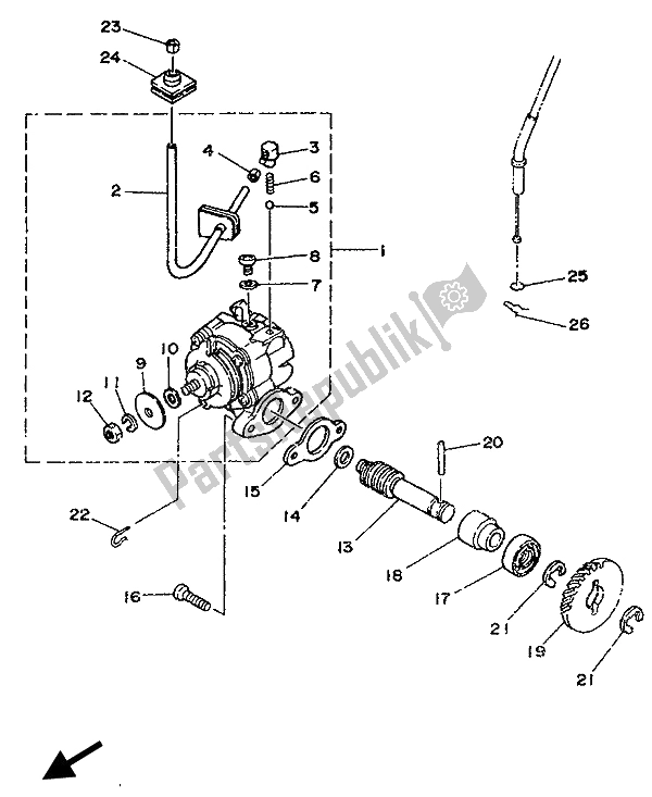 All parts for the Oil Pump of the Yamaha DT 125R 1992