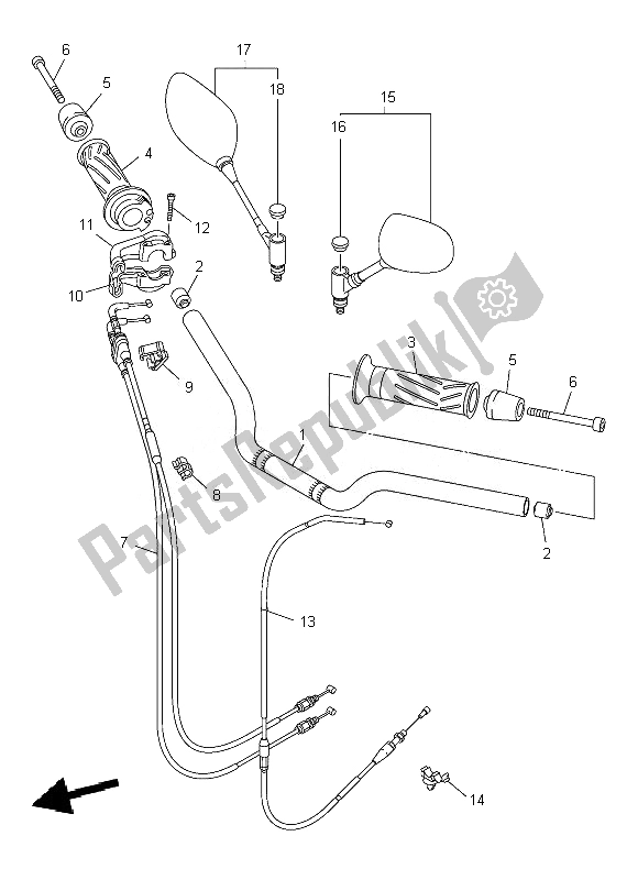 All parts for the Steering Handle & Cable of the Yamaha FZ8 N 800 2013