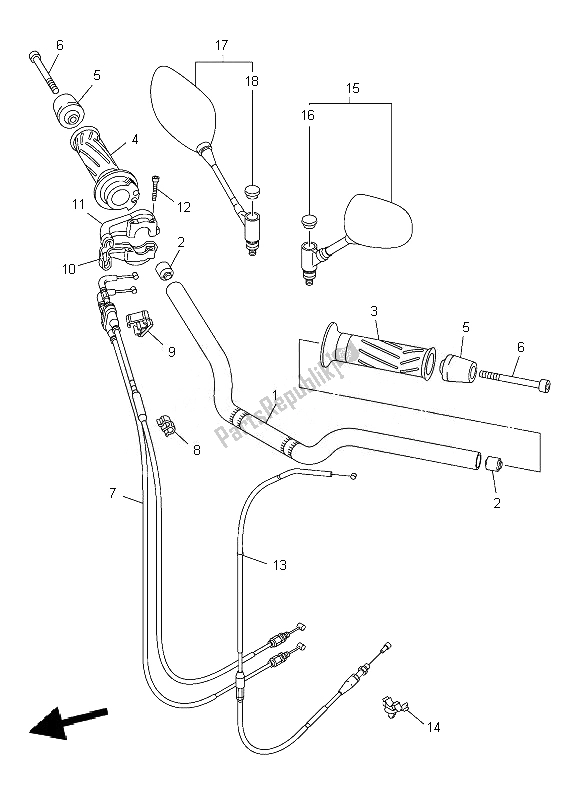 All parts for the Steering Handle & Cable of the Yamaha FZ8 N 800 2013