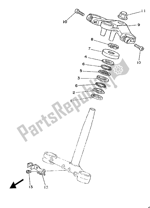 All parts for the Steering of the Yamaha TZR 250 1987