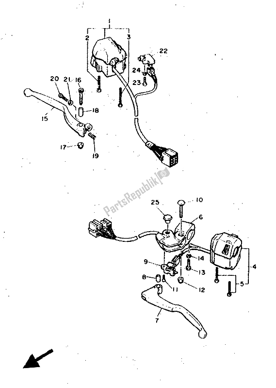 All parts for the Handle Switch & Lever of the Yamaha FZR 600 Genesis 1992